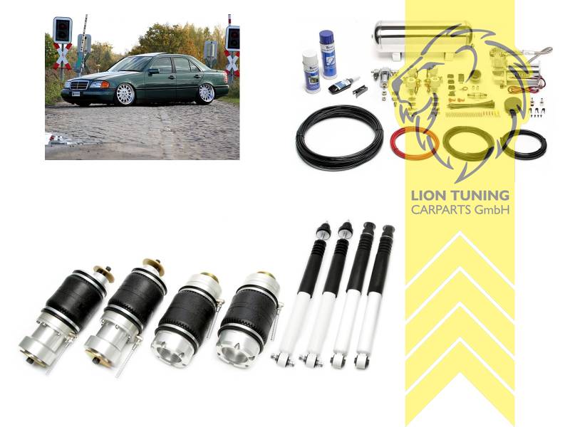 nicht für Modelle mit Niveauregulierung, 11,5L Tank chrom / ViAir Kompressor chrom, fest, weiss, nicht für AMG-Modelle, Stahl verzinkt, Eintragungspflichtig / Teilegutachten wird nach Kauf spezifisch ausgestellt